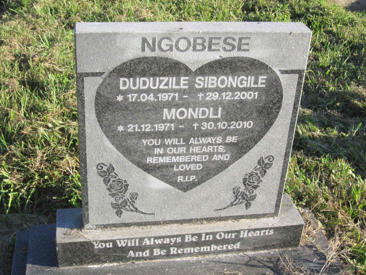 NGOBESE Duduzile Sibongile 1971-2001 &amp; Mondli 1971-2010