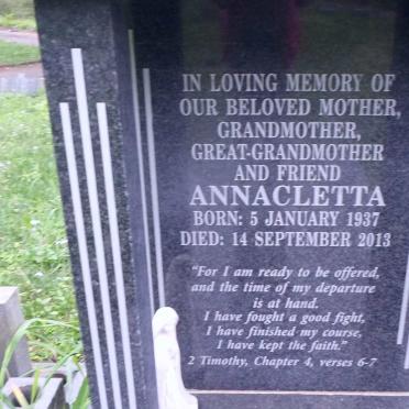 NDLOVU Annacletta 1937-2013 