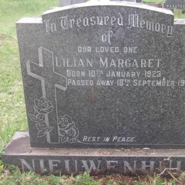 NIEUWENHUIS Lilian Margaret 1923-1975