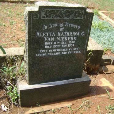 NIEKERK Aletta Kathrina C., van 1908-1954