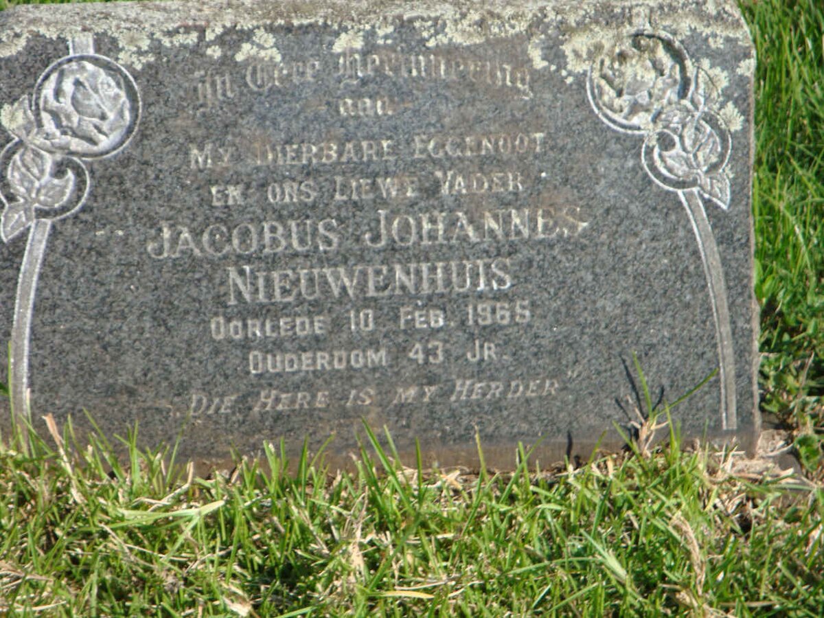 NIEUWENHUIS Jacobus Johannes -1965