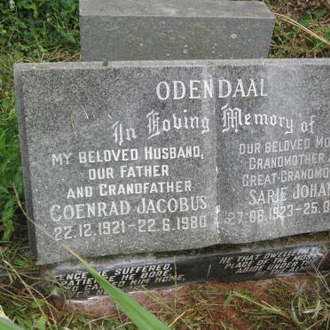 ODENDAAL Coenrad Jacobus 1921-1980 &amp; Sarie Johanna 1923-1996