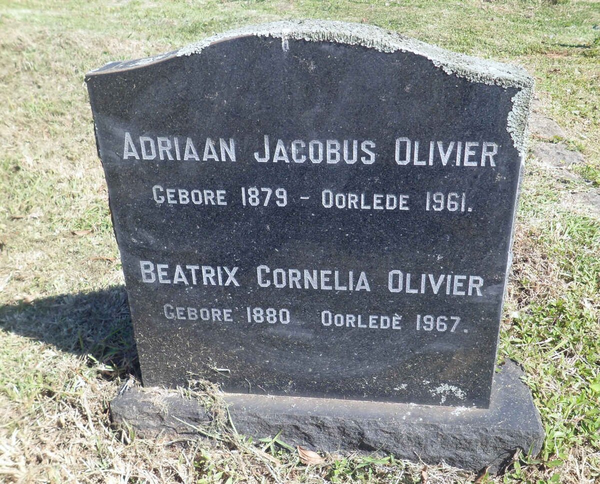 OLIVIER Adriaan Jacobus 1879-1961 &amp; Beatrix Cornelia 1880-1967