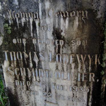 OLIVIER Thomas Lodewyk Schmidt -1935