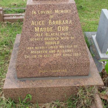 ORR Alice Barbara Maude nee BLACKLAWS -1967