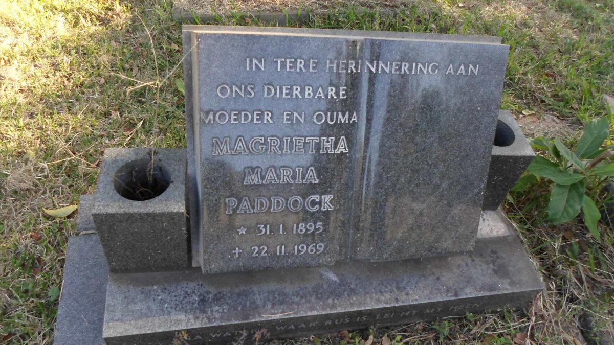 PADDOCK Magrietha Maria 1895-1969