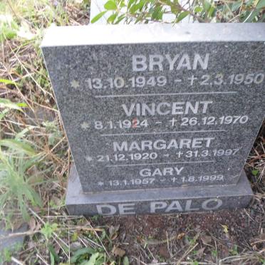 PALO Margaret, de 1920-1997 :: DE PALO Vincent 1924-1970 :: DE PALO Bryan 1949-1950 :: DE PALO Gary 1957-1999