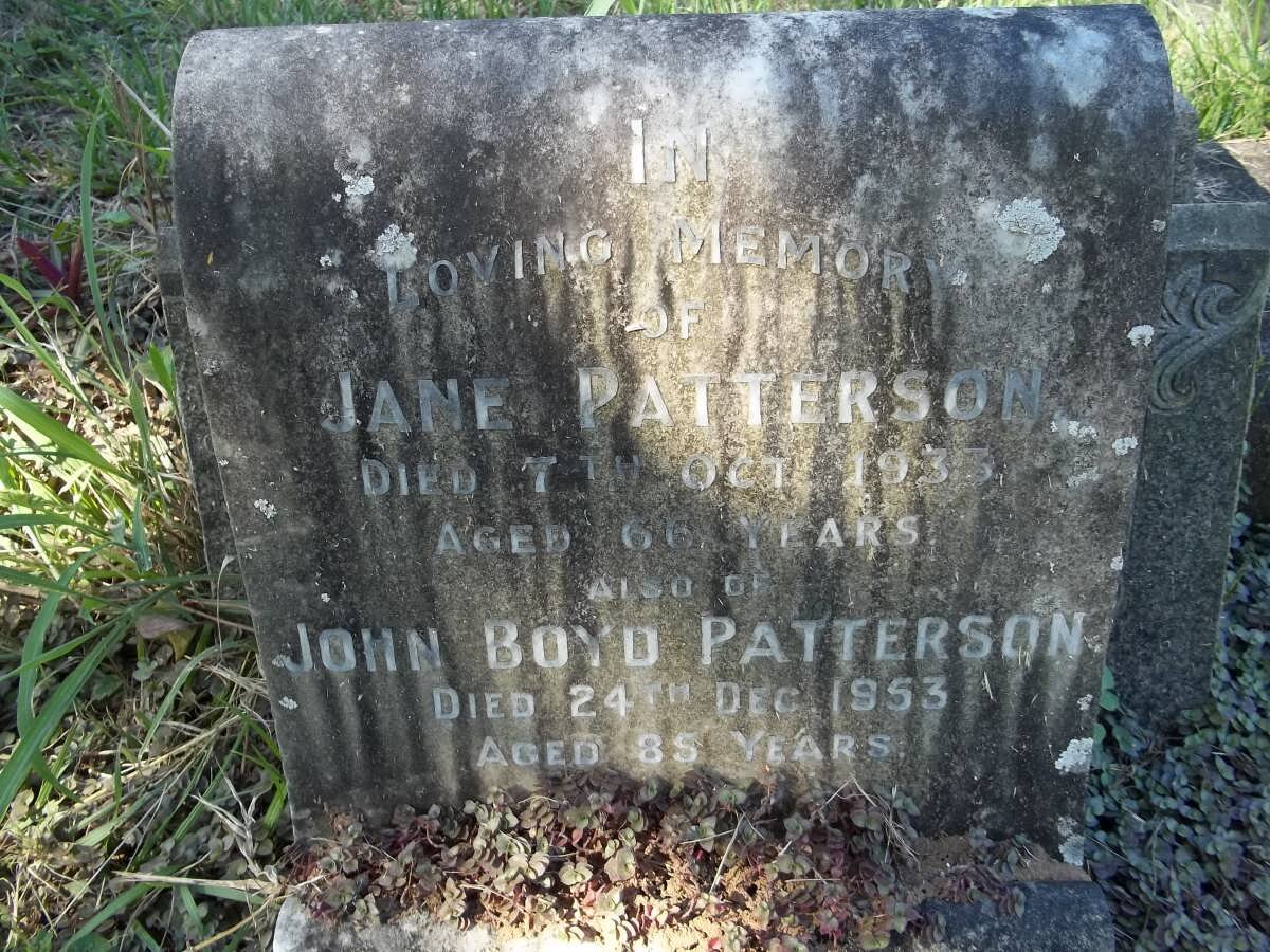 PATTERSON John Boyd -1953 &amp; Jane -1933