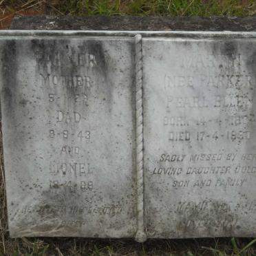 PARKER Dad 1943 &amp; Mother -1929 :: PARKER Lionel -1969 :: MARTIN Pearl Ellen nee PARKER 1904-1990