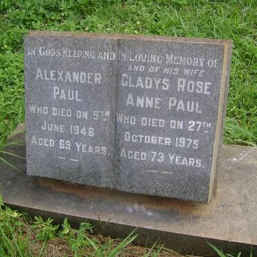 PAUL Alexander -1946 &amp; Gladys Rose Anne -1975