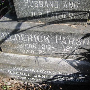 PARSONS Frederick 1914-1974 &amp; Rachel Janet 1908-1985
