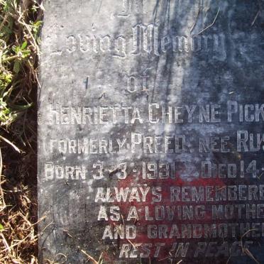 PICKERING Henrietta Cheyne formerly PREED nee RUSSELL 1931-1964