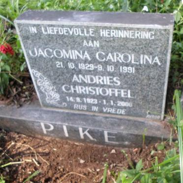 PIKE Andries Christoffel 1923-2000 &amp; Jacomina Carolina 1929-1991