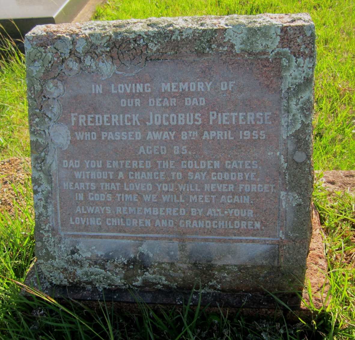 PIETERSE Frederick Jacobus -1955