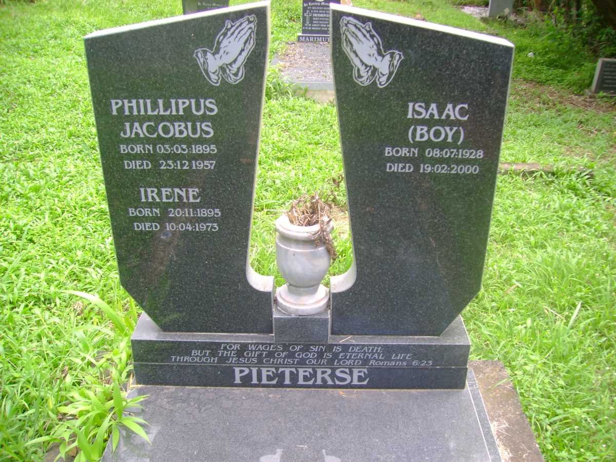 PIETERSE Phillipus Jacobus 1895-1957 &amp; Irene 1895-1973 :: PIETERSE Isaac 1928-2000