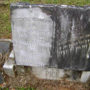 PICK Johannes Theodoris 1912-1949 &amp; Hester BADENHORST previously PICK 1919-1991 :: BOER Mara R., de nee PICK 1946-1999