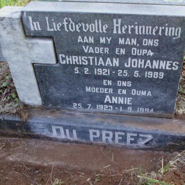 PREEZ Christiaan Johannes, du 1921-1989 &amp; Annie 1923-1994