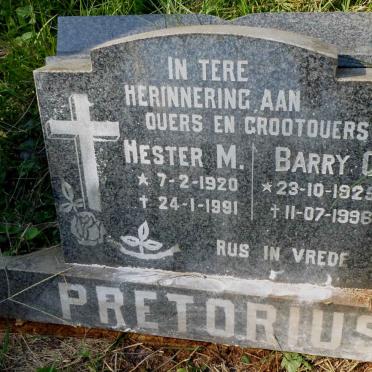 PRETORIUS Barry C. 1925-1996 &amp; Hester M. 1920-1991