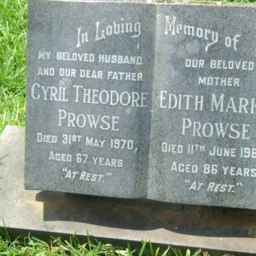 PROWSE Cyril Theodore -1970 &amp; Edith Marion -1987
