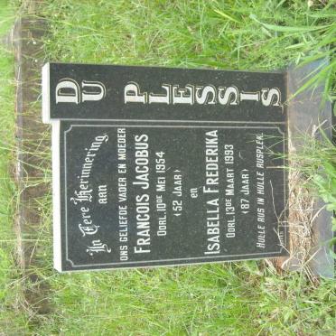 PLESSIS Francois Jacobus, du -1954 &amp; Isabella Frederika -1993