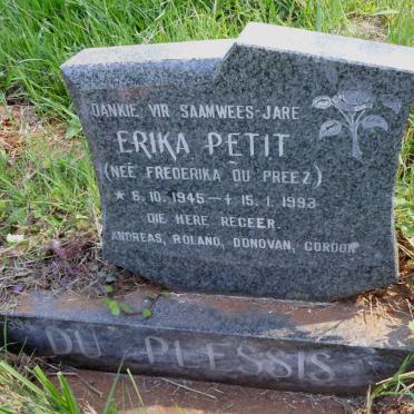 PLESSIS Erika Petit, du nee du PREEZ 1945-1993