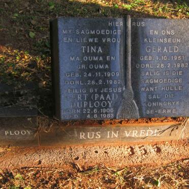PLOOY Gert, du 1906-1983 &amp; Tina 1909-1982 :: ENSLIN Gerald 1951-1982