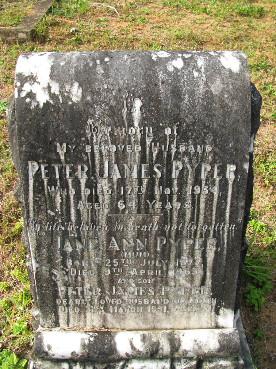 PYPER Peter James -1934 &amp; Jane Ann 1877-1963 :: PYPER Peter James -1951