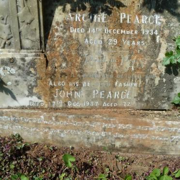 PEARCE Archibald Vivian William -1934 :: PEARCE John -1937 :: PEARCE Lillian -1942 :: PEARCE Edward John -1941