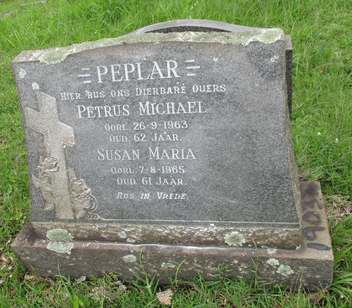 PEPLAR Petrus Michael -1963 &amp; Susan Maria -1965