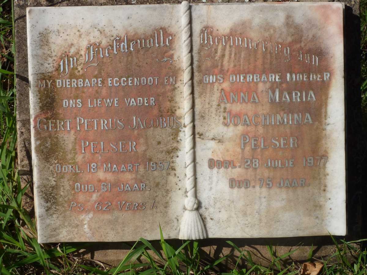 PELSER Gert Petrus Jacobus -1957 &amp; Anna Maria Joachimina -1977