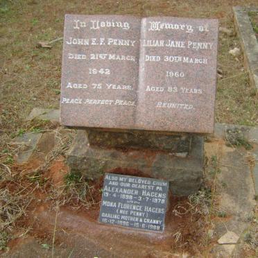 PENNY John E. F. -1942 &amp; Lillian Jane -1960 :: HAGENS Alexander 1898-1978 &amp; Mona Florence PENNY 1896-1988