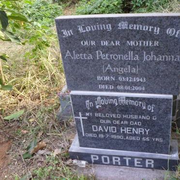 PORTER David Henry -1990 &amp; Aletta Petronella Johanna 1943-2004