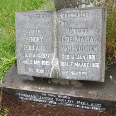POLLARD Hendry 1877-1919 &amp; Elsie Maria J. VAN VUUREN 1881-1966 :: POLLARD Thomas Jacob Breedt 1910-1916