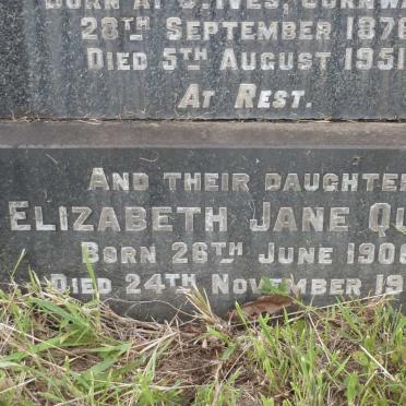 QUICK Charles Wedge 1871-1937 &amp; Alice Stevens 1876-1951 :: QUICK Elizabeth Jane 1906-1963