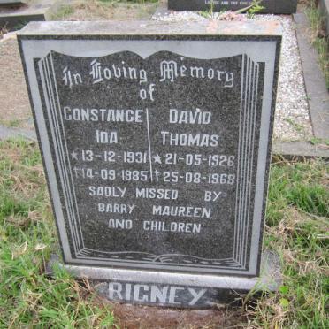 RIGNEY David Thomas 1926-1968 &amp; Constance Ida 1931-1985