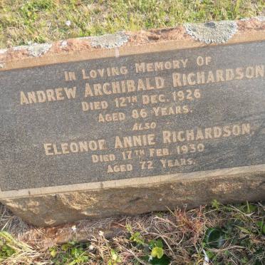 RICHARDSON Andrew Archibald -1926 &amp; Eleonor Annie -1930