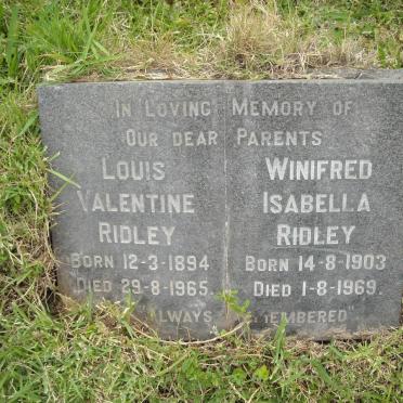 RIDLEY Louis Valentine 1894-1965 &amp; Winifred Isabella 1903-1969
