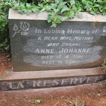 RESERVEE Anne Johanne, la -1981