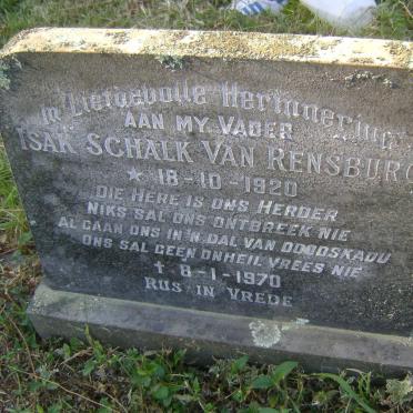 RENSBURG Isak Schalk, van 1920-1970