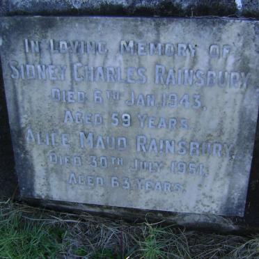 RAINSBURY Sidney Charles -1943 &amp; Alice Maud -1951
