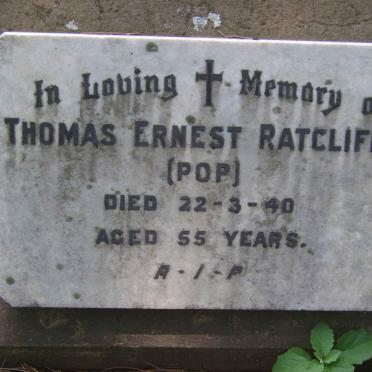 RATCLIFFE Thomas Ernest -1940