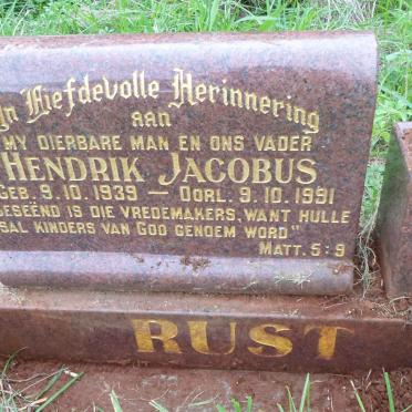 RUST Hendrik Jacobus 1939-1991