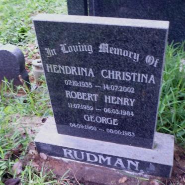 RUDMAN Hendrina Christina 1935-2002 :: RUDMAN Robert Henry 1959-1984 :: RUDMAN George 1960-1983