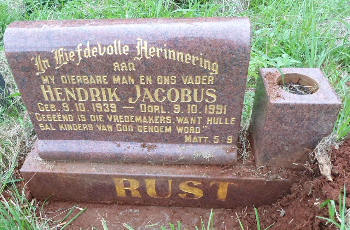 RUST Hendrik Jacobus 1939-1991