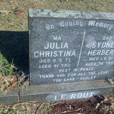 ROUX Sydney Herbert, le -1961 &amp; Julia Christina -1977