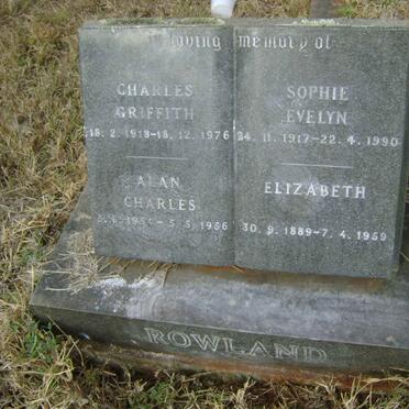 ROWLAND Charles Griffith 1918-1976 &amp; Sophia Evelyn 1970-1990 :: ROWLAND Alan Charles 1954-1956