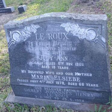 ROUX Siebert Johannes Henry, le 1913-1994 &amp; Maria Elsiebe -1978 :: LE ROUX Judy-Ann -1966