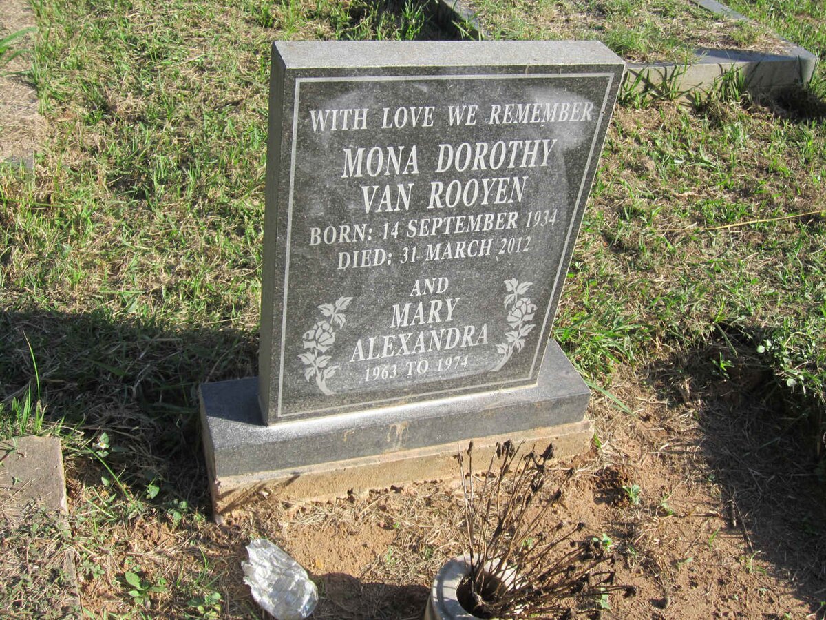 ROOYEN Mona Dorothy, van 1934-2012 :: VAN ROOYEN Mary Alexandra 1963-1974