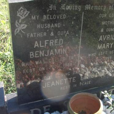 SWARDT Alfred Benjamin, de -1988 &amp; Avril Mary -1999