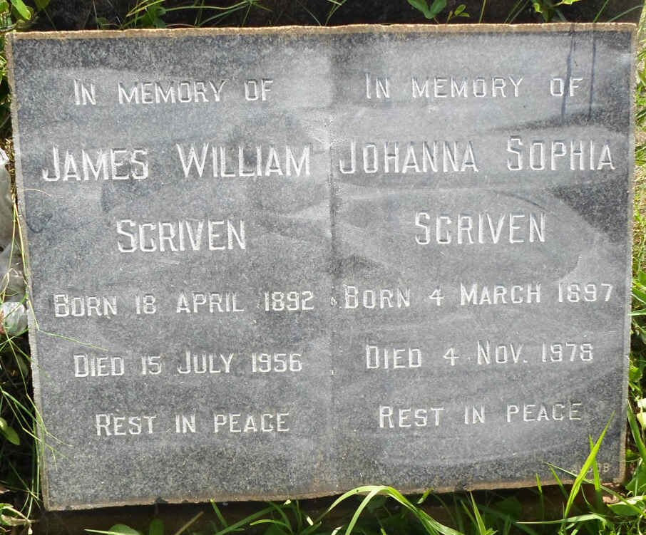 SCRIVEN James William 1892-1956 &amp; Johanna Sophia 1897-1978